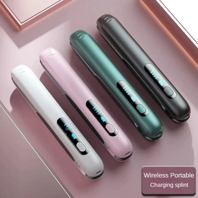 Wireless Hair Straightener Flat Iron Mini 2 in 1 Roller USB 5000Mah Max 200 Degree Portable Cordless Curler 4 Levels Dry and Wet Uses