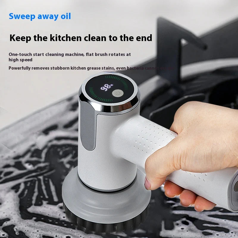 Multifunctional Smart Display Electric Cleaning Brush Wireless Kitchen Sink Cleaning Brush Waterproof Electric Pot Brush Cleaning Tool